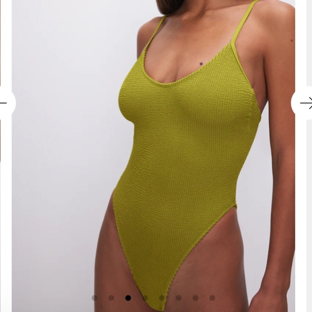 Good American Always Fits crinkle One Piece Swimsuit in Dirty Olive